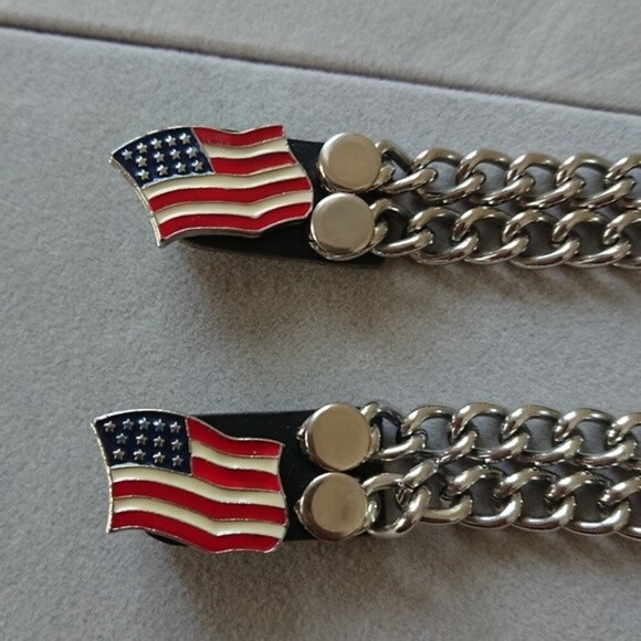 U.S.A Flag Motorcycle Vest Extender in Black - Picture 2 of 8